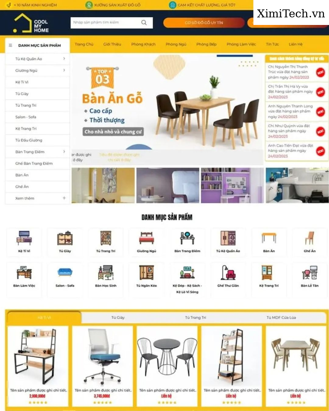 Mẫu website nội thất và sàn gỗ