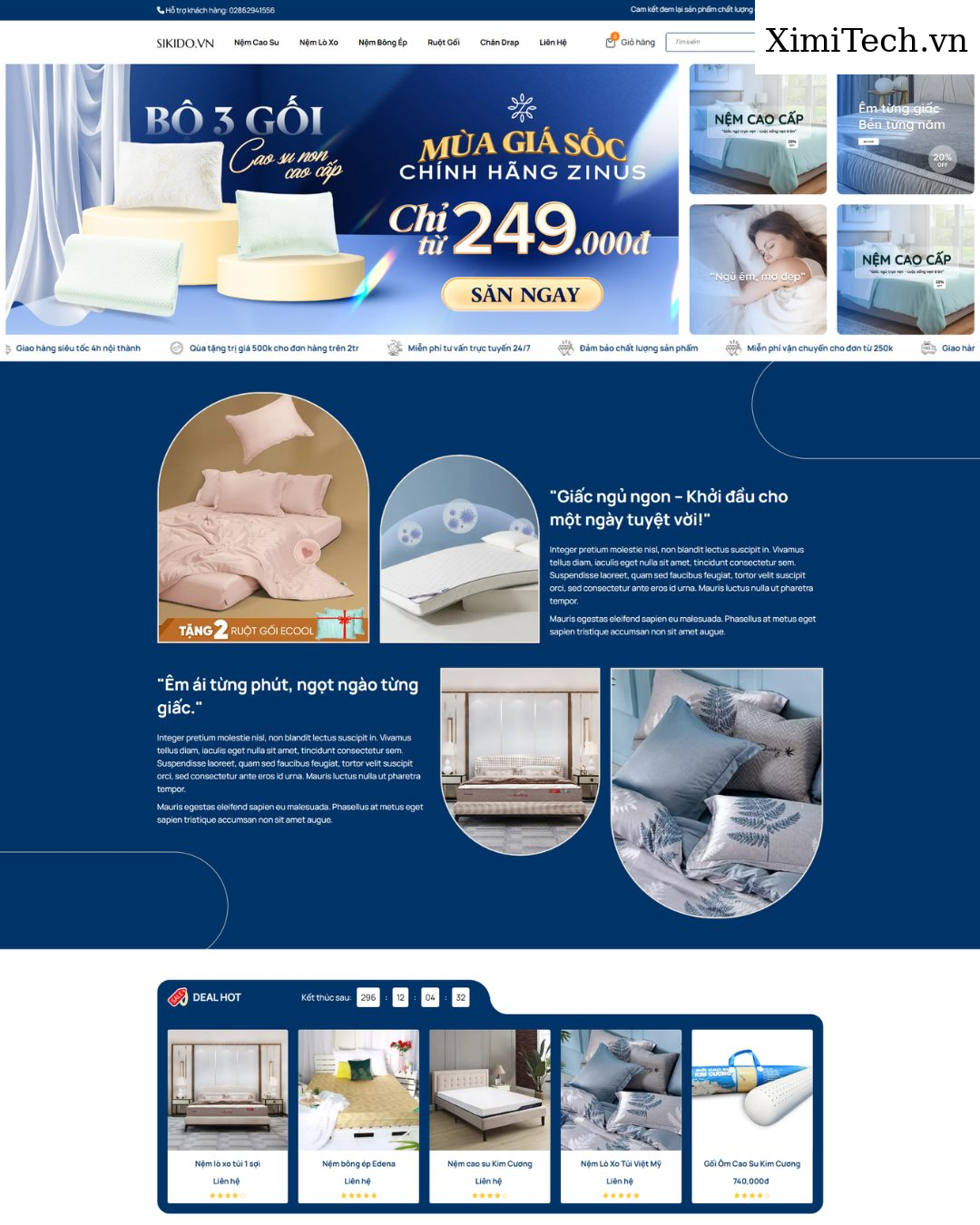 Mẫu website chăn ga và nội thất
