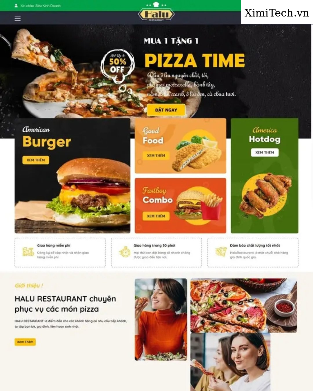 Mẫu website nhà hàng và F&B