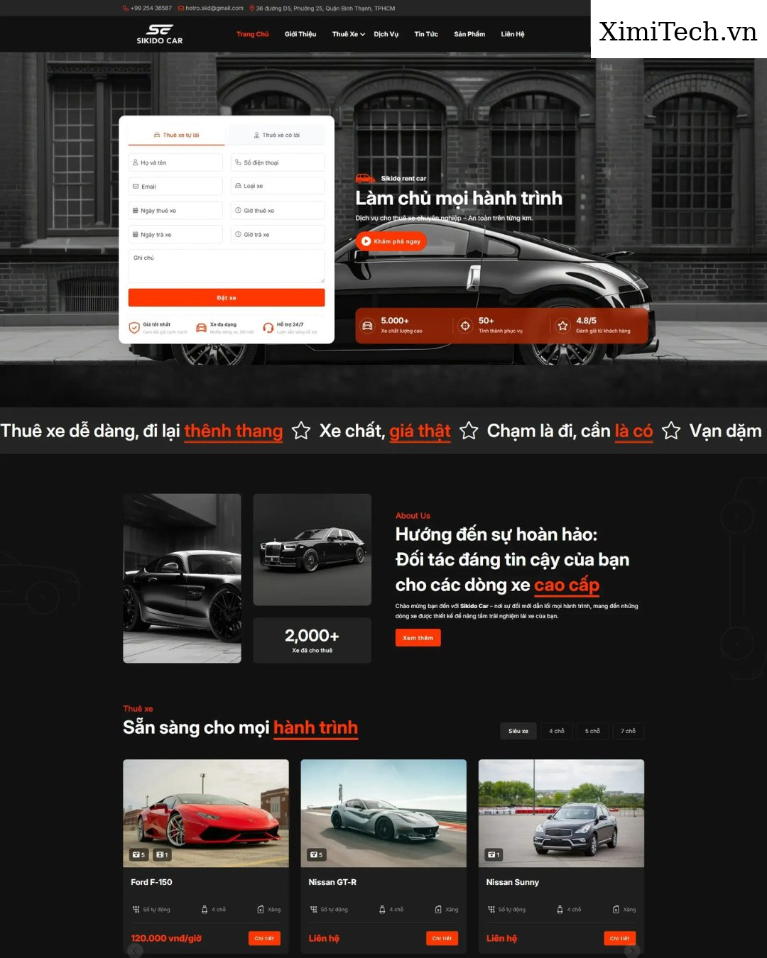 Mẫu website thuê xe và vận chuyển