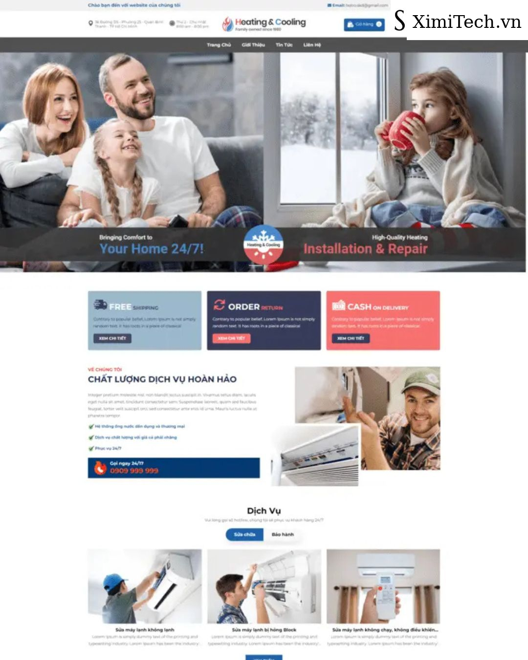 Mẫu website dịch vụ điện lạnh