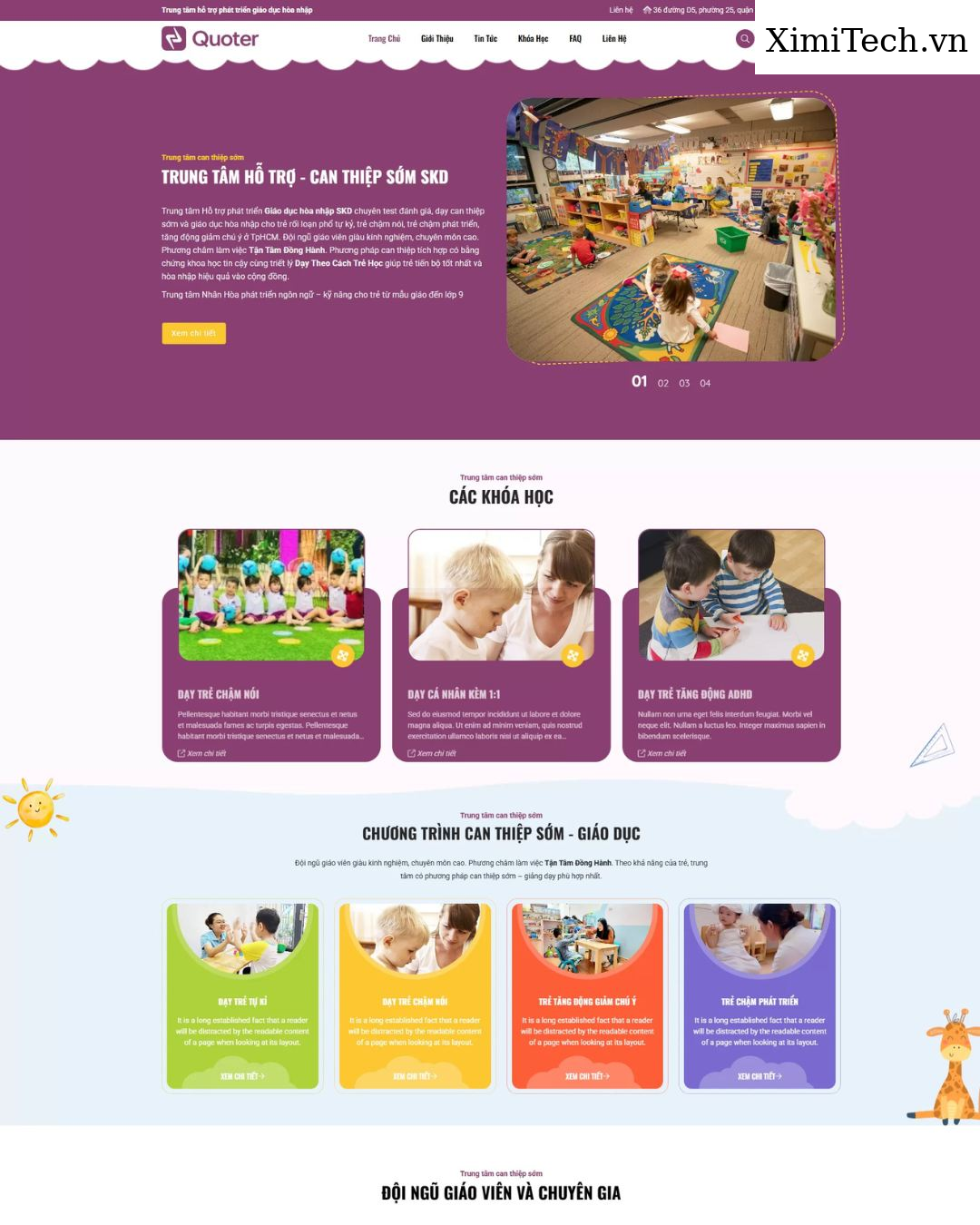 Mẫu website trung tâm giáo dục