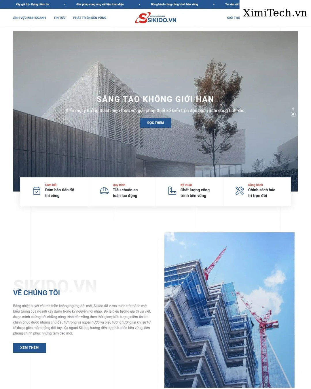 Mẫu website công ty xây dựng