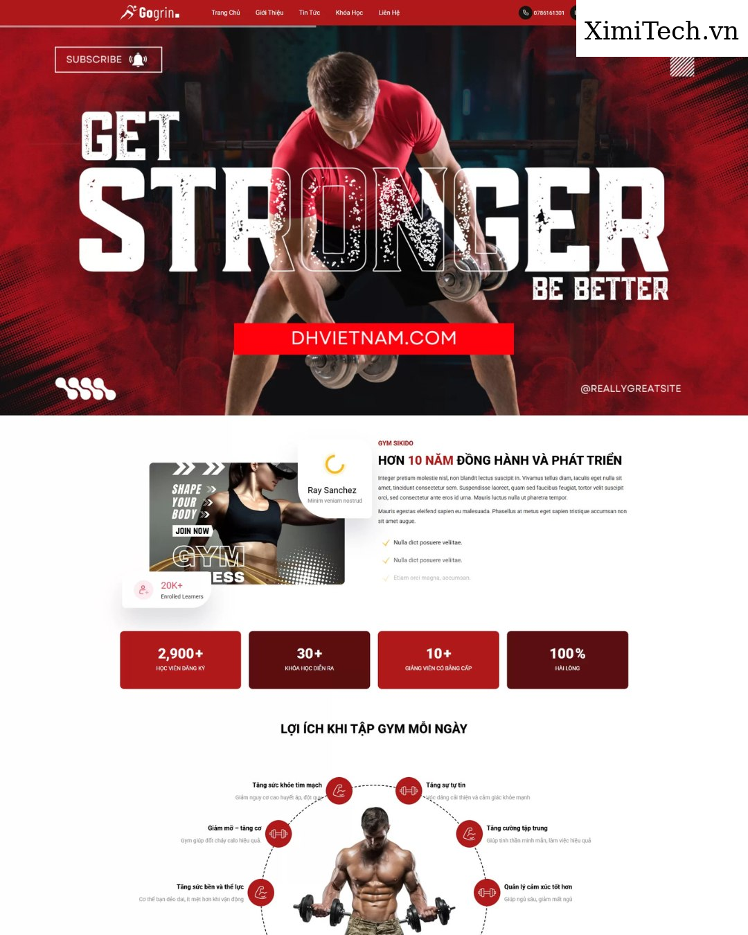 Mẫu website phòng gym và fitness