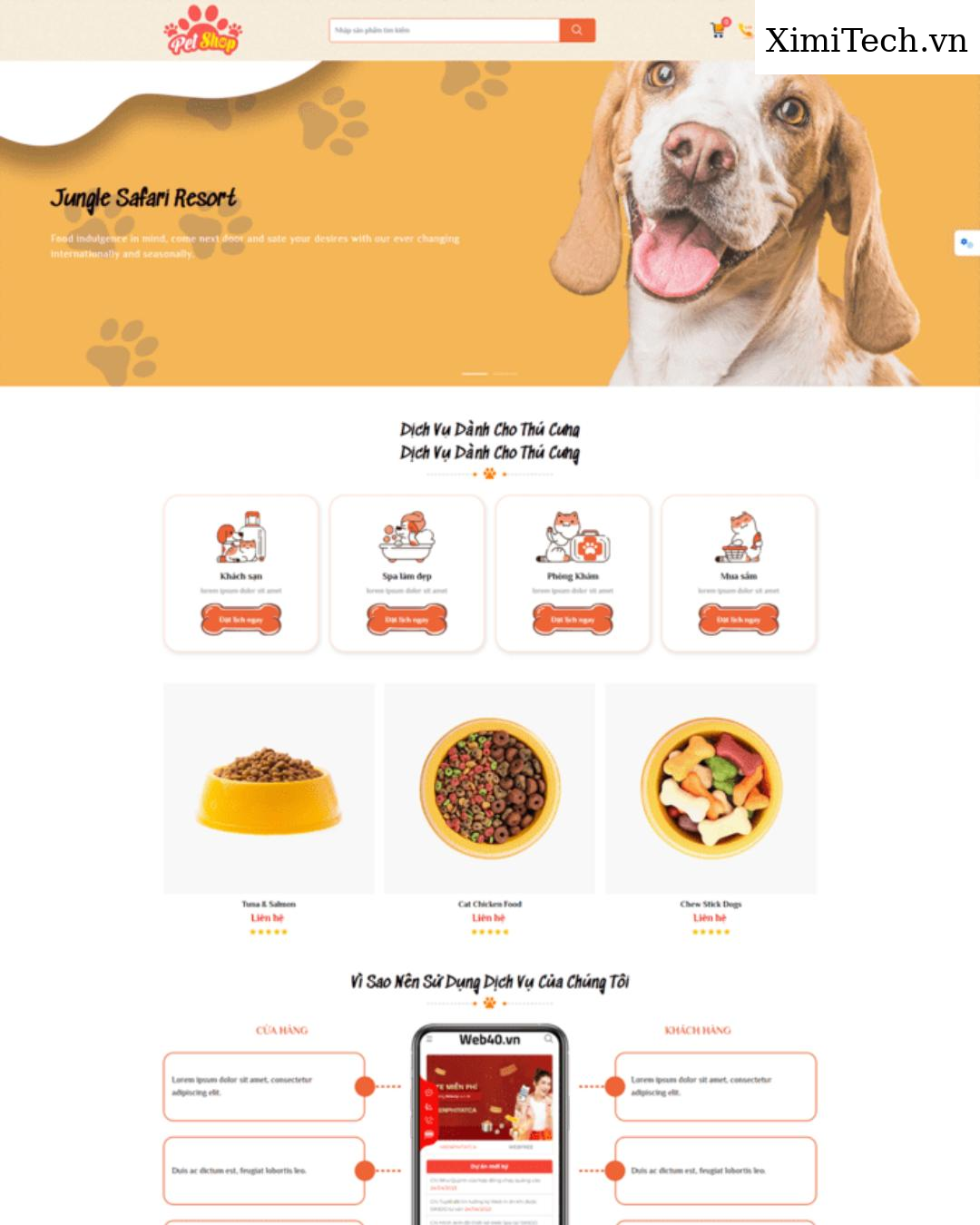 Mẫu website khách sạn thú cưng